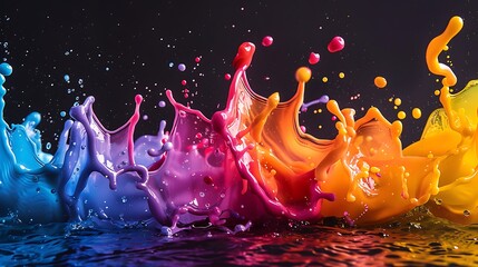 Wall Mural - Colorful Paint Splash Against a Dark Background