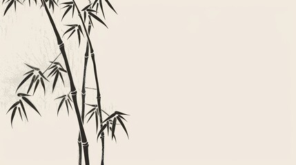 Sticker - Black and White Bamboo Illustration.