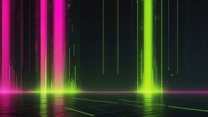 Wall Mural - abstract futuristic lime green and hot pink vertical l background