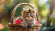 © Rosie - Cute kitten crowned with chaplet in a basket