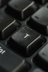 Poster - A detailed view of a computer keyboard with a black key highlighted