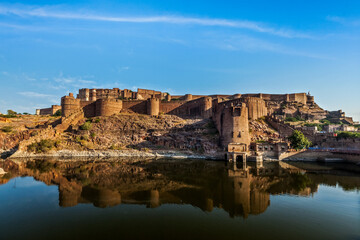 famous indian tourist attraction - mehrangarh fort, jodhpur, rajasthan, india