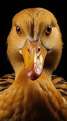 Sticker - a painting of a golden eagle with a black background.