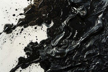 Wall Mural - A close-up image of a dark substance on a white background, suitable for use in science or technology contexts