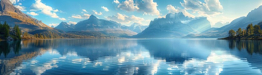 Wall Mural - Mountain Reflection on Tranquil Lake