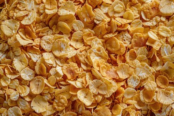 Wall Mural - Close-up shot of a bowl filled with cereal flakes, great for food or breakfast themed images