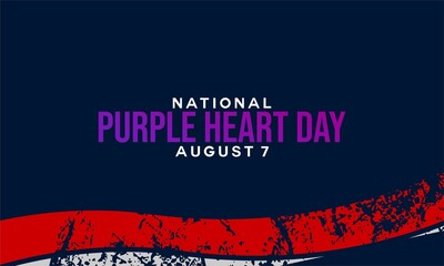 Wall Mural - purple heart day background design with american flag   suitable for background design for military purple hearth day