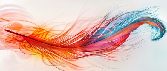 Wall Mural - Colorful abstract feather in motion for Ultrawide Screen 21:9