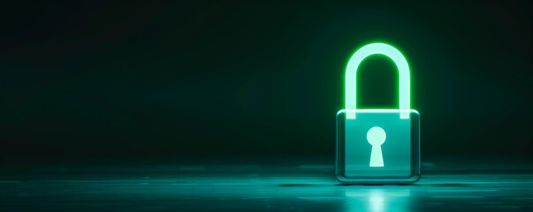 Glowing green padlock on dark background symbolizing cybersecurity, data protection, and secure access. Perfect for digital security concepts.