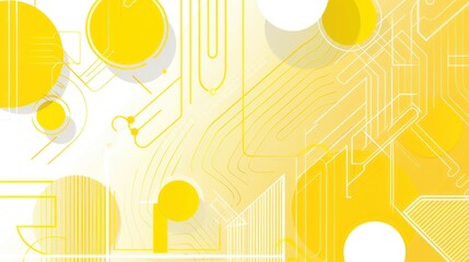 Poster - Yellow and white background flat line art
