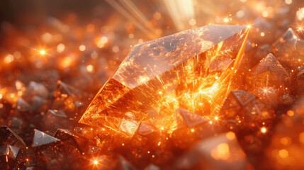 Wall Mural - Futuristic Geometric Light Rays with Golden Glow