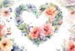 © wafi - heart vintage elegant love nubes wreath watercolor chaplet floral illustration amazing decorative flower form botanical