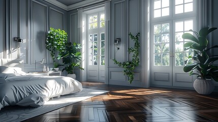 Wall Mural - modern classic interior design of bedroom in a luxury mansion,