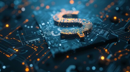 Poster - Digital Currency Symbol on Circuit Board