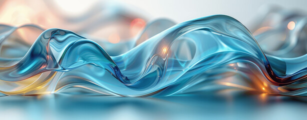 Wall Mural - Futuristic Glass Texture Waves Curves Abstract Fluid Gradient