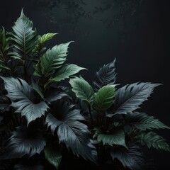 Canvas Print - Dark Green Tropical Leaves.