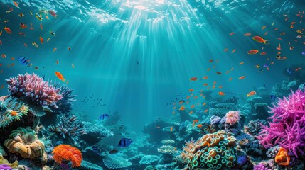 Wall Mural - Vibrant Underwater World With Colorful Coral Reef