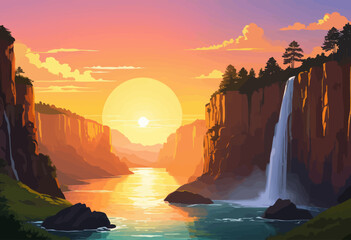 Wall Mural - Spectacular Sunset Over a Majestic Canyon