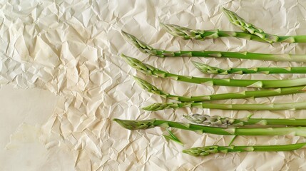 Wall Mural - Textured vintage paper with delicate green asparagus branches