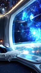 Wall Mural - stellar escape experience ultimate relaxation in space station seamless looping overlay 4k virtual v