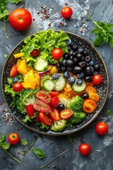 Wall Mural - Healthy Salad with Fresh Vegetables and Berries