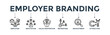 © texaplanet - Employer branding banner web icon concept with an icon of pay raise, reputation, value proposition, retention, recruitment and attraction