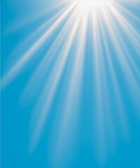 Wall Mural - sunbeam through the haze on blue sky, vertical