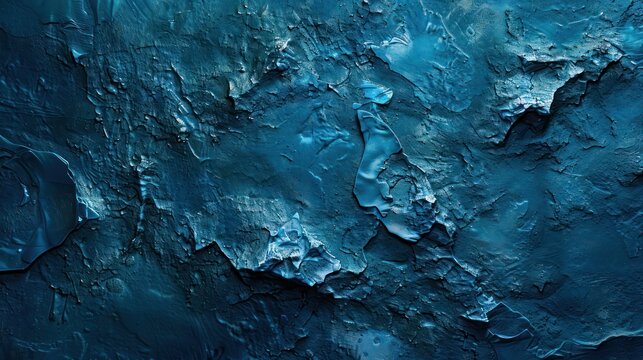 Abstract Background, a close-up of a textured surface in deep aquamarine blue, featuring a mix of smooth and rough patches with intricate details. The deep blue tones give a sense of calm and depth.