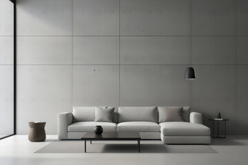 Poster - Minimalist black and white living room interior space light 3D rendering