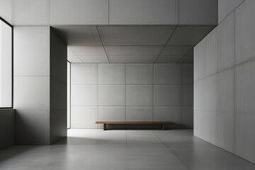 Poster - Minimalist concrete black and white interior space light 3D rendering