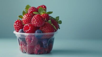 Canvas Print - Fresh berries in small container