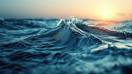 Wall Mural - Ocean Waves at Sunset, Close-up