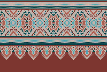 Pixel Tribal striped seamless pattern. Aztec geometric black-white background. Can be used in fabric design for clothes, accessories, decorative paper, wrapping,