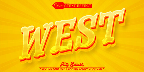 Wall Mural - Shiny Yellow West Vector Editable Text Effect Template