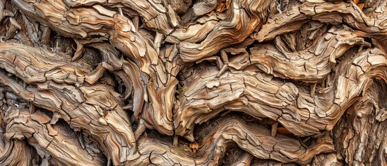 Wall Mural - Panoramic close-up, high detail scan of twisted willow tree bark texture, Generative AI