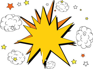 Sticker - Bright explosion with stars and clouds