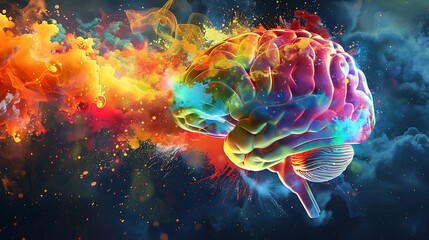 Bursting with Colorful Creativity: Exploding Brain Unleashing Vibrant Knowledge