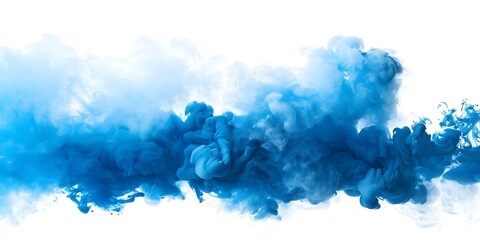 Sticker - Abstract blue smoke powder explosion on white background vivid color isolated. Concept Abstract Art, Blue Smoke, Powder Explosion, Vivid Color, White Background