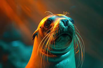 Sticker - Sea Lion Portrait - Close Up Photography