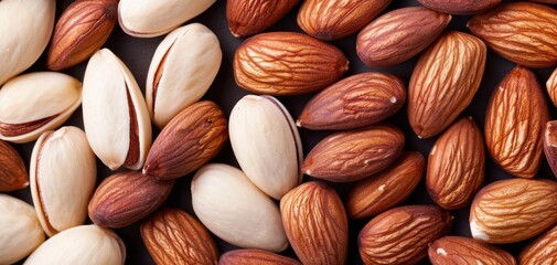 A healthy snack mix with a focus on colorful almonds