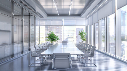 Poster - Modern Conference Room with Cassette Air Conditioners Enhancing Productivity