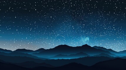 Night sky with stars over silhouette of black mountain range
