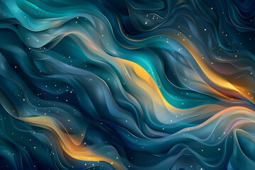 Wall Mural - A blue and yellow wave with stars in the background