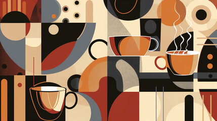 Poster - A coffee mug with a design of a coffee cup and a spoon