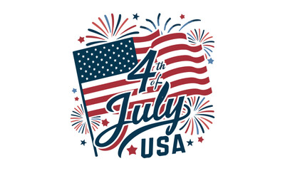 4th Of July usa-4th Of July t shirt design,Hand drawn vintage illustration with hand Cricut  for,Cut Files For stickers, Templet, mugs, etc Vector EPS 10
