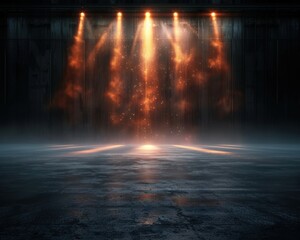 Poster - A dark room with a spotlight on the floor