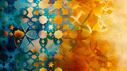 Poster - A colorful abstract painting with blue and yellow tones