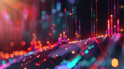 Poster - A colorful, abstract image of a cityscape with bright lights