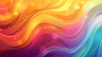 Wall Mural - A colorful, wavy background with a lot of sparkles