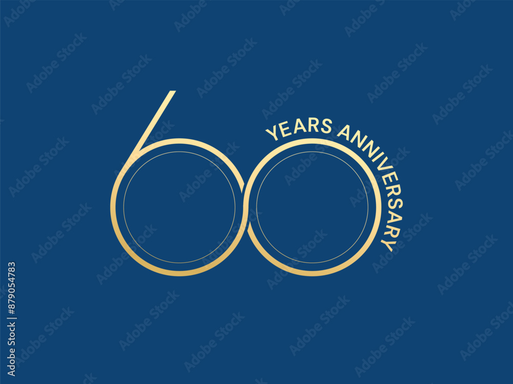 60th Anniversary luxury gold celebration with slim lines number logo ...